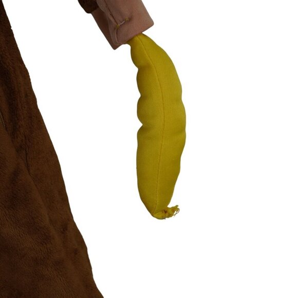 Monkey Plush Costume Toddler Outfit 12-24 Months With Banana Accessory Brown Fle - Picture 5 of 6